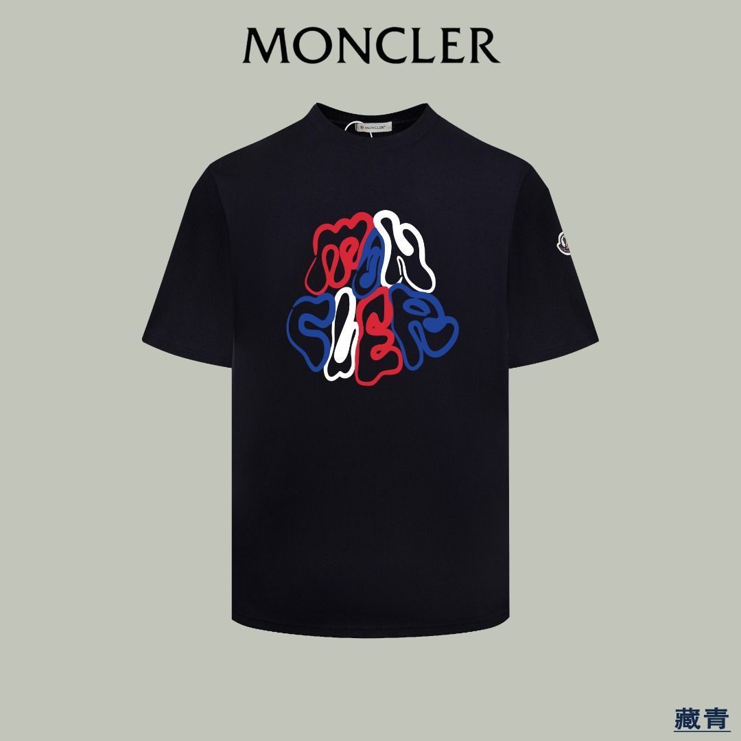 MONCLER 2024 新作 レッド ブルー ホワイトロゴプリント半袖Tシャツ - メルカリ