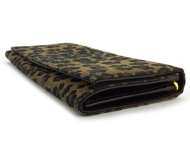 2003 FENDI フェンディ 長財布 レオパード キャンバス フェンディ 長財布 ファスナー付き 財布 レディース レオパード