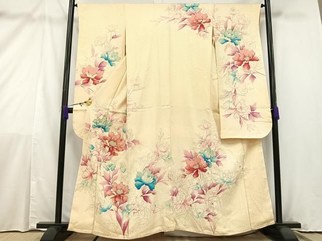 平和屋着物□豪華振袖 駒刺繍 草花文 金銀糸 正絹 逸品