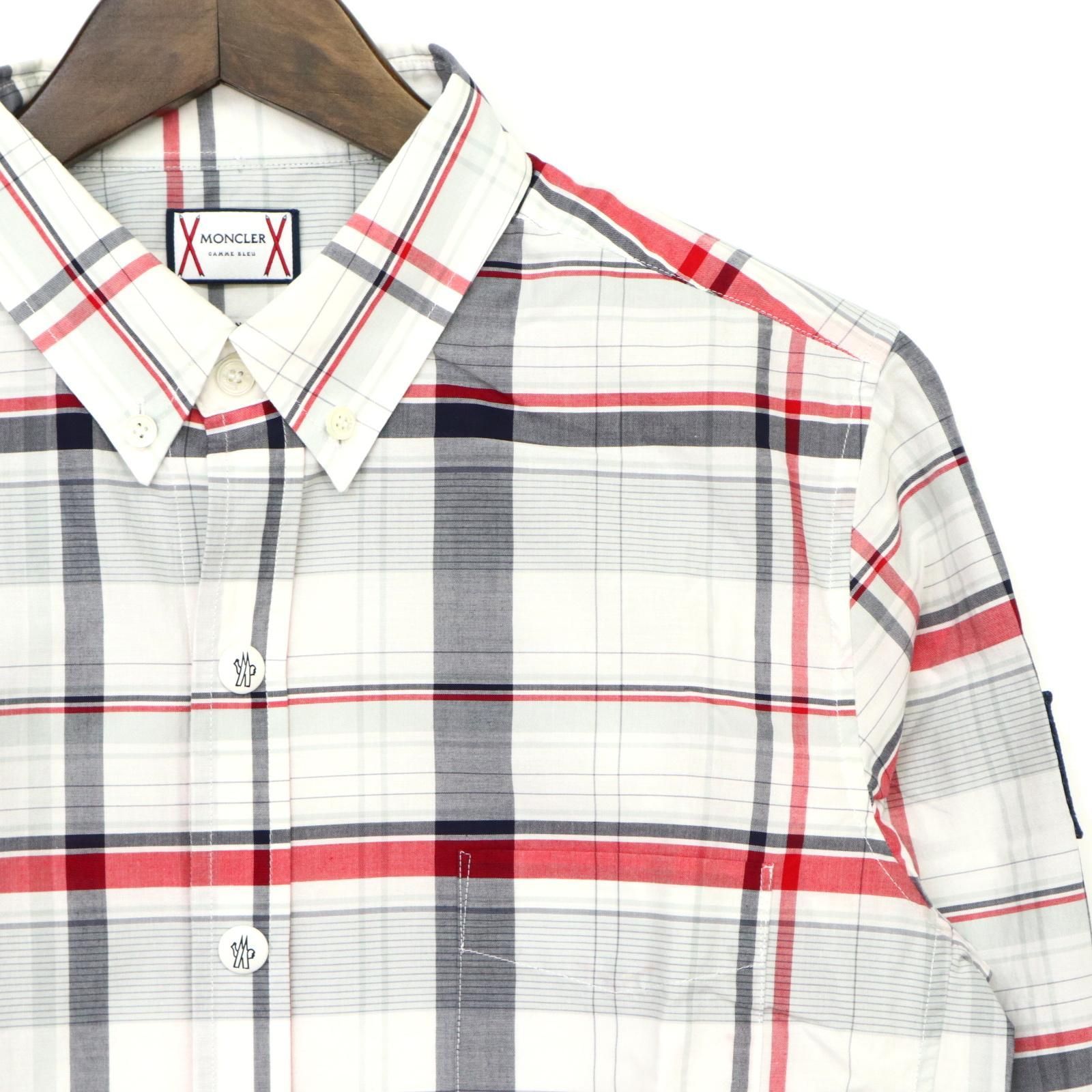 美品MONCLER GAMME BLEU 長袖シャツ 銀ボタン ロゴワッペン 3