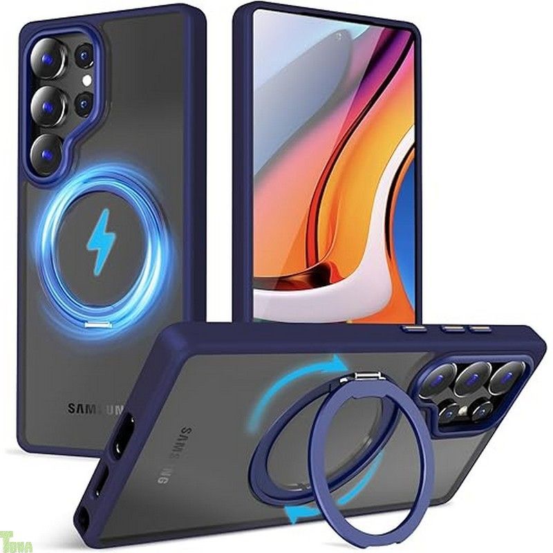 QUEASON【Galaxy S25 Ultra 用 MagSafe対応 ケース】360°回転スタンド ワイヤレス充電対応 ギャラクシーs25 ultra ケース リング付き 米軍MIL規格 galaxys25ultra ケース magsafe ブルー 人気・おすすめ｜安定人気・収納便利におすすめ 丁寧対応 配送追跡可