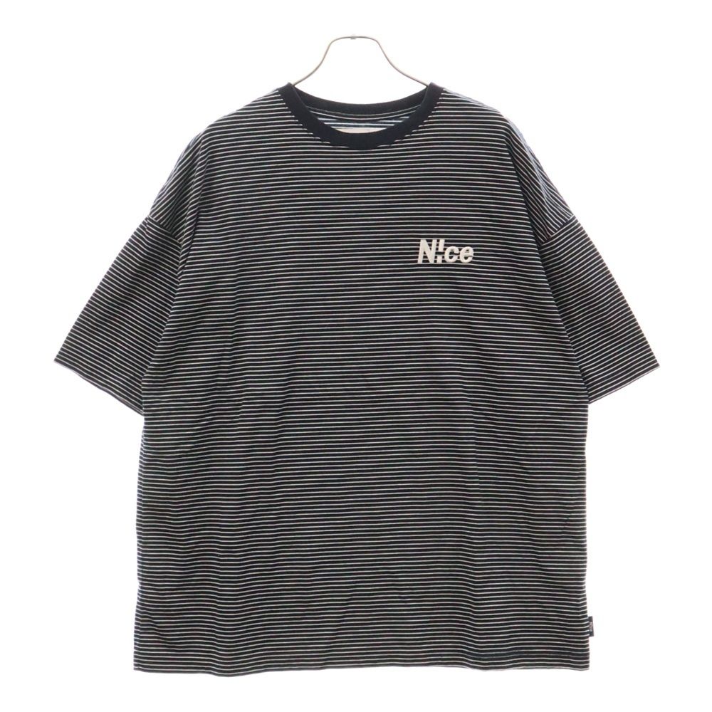 N!ce (ナイス) Round Logo Border tee ロゴ刺繍 ボーダー 半袖Tシャツ  