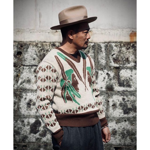 グルービンハイ THE GROOVIN HIGH 1950 V-neck Knit サイズL