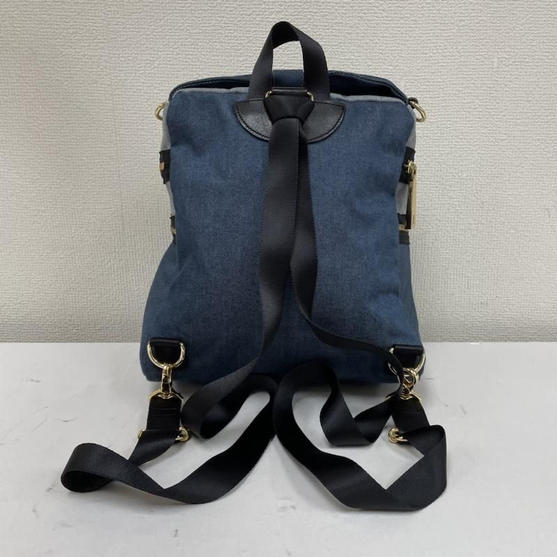 LANVIN en Bleu ランバンオンブルー リュックサック、デイパック リュックサック、デイバッグ リボン リュック トロカデロ 2way  ショルダー バッグ 肩掛け デニム ロゴ - メルカリ