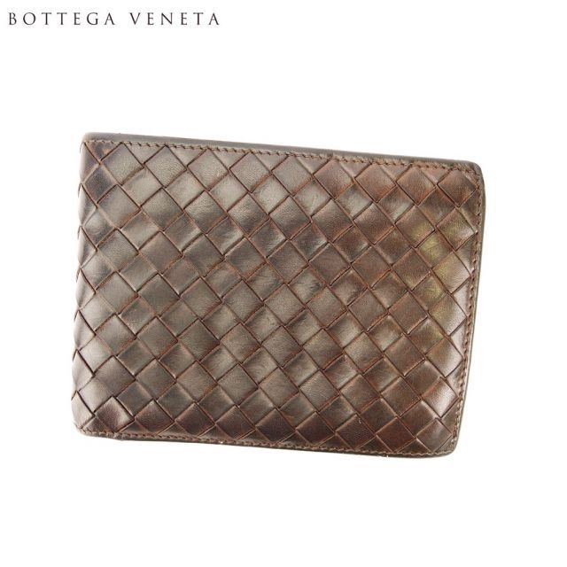 BOTTEGA VENETA ブラウンレザー イントレチャート 二つ折り財布 BOTTEGA VENETA ボッテガヴェネタ 2つ折り財布 イントレチャート