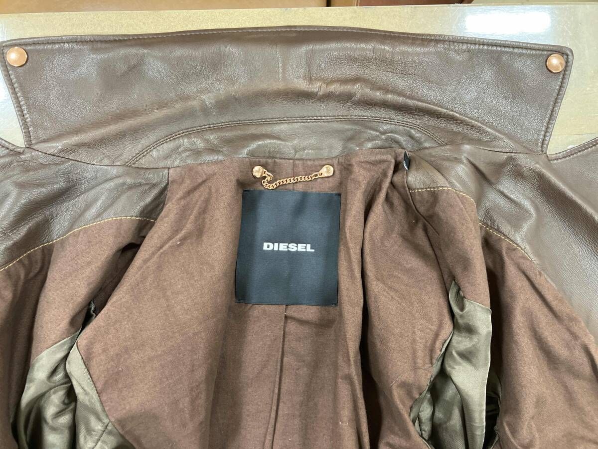 期間限定通販。 DIESEL ディーゼル ダブルライダース ラムスキン 羊革 ライダースジャケット レザージャケット 革ジャン ブラウン M 【あす楽】
