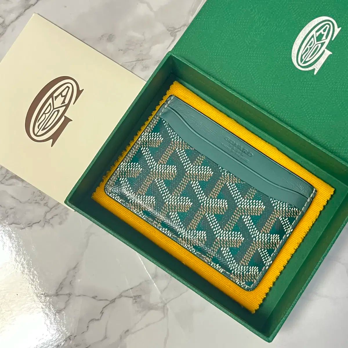 OS鑑定書付ゴヤール サン ルイ カードウォレット グリーン