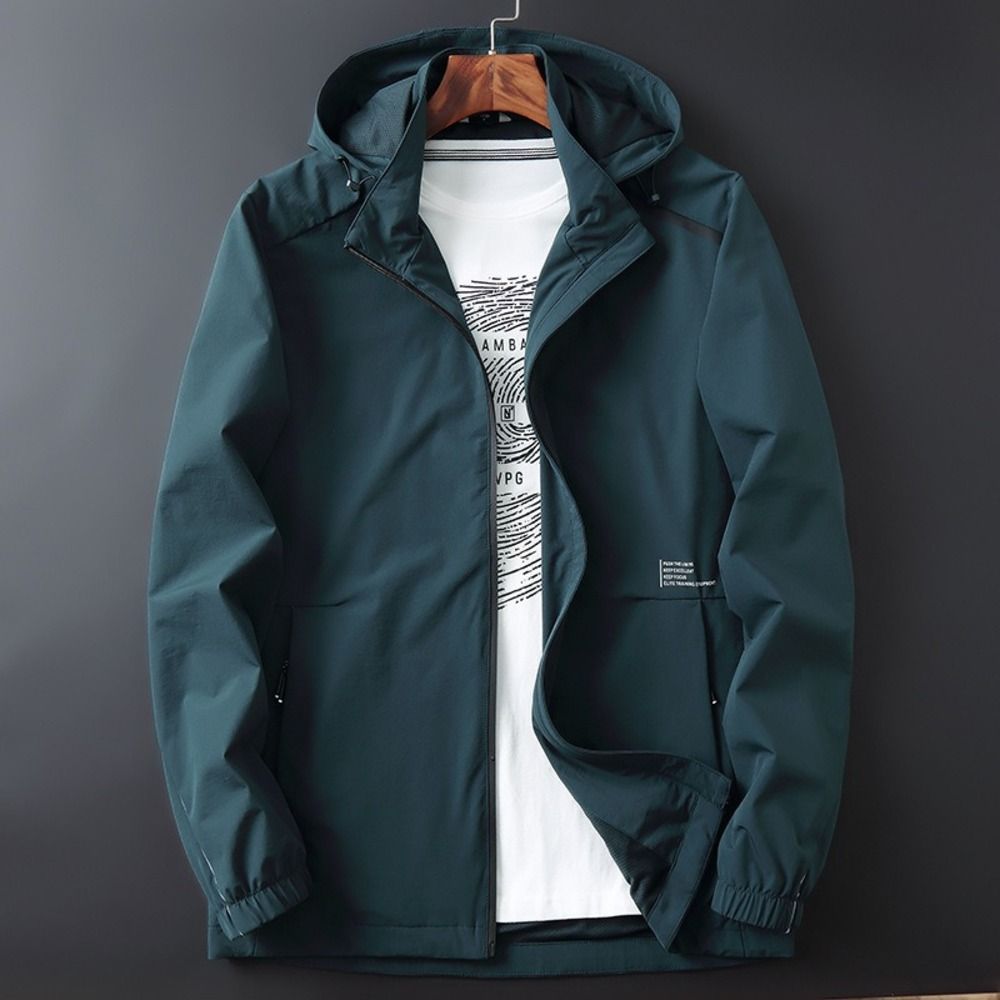 ダークグリーン  XLサイズ  マウンテンパーカー アウター メンズ シンプル マウンテンパーカー アウター メンズ ウィンドブレーカー ジャケット ジャンパー 登山服 ゴルフウェア フード付き 