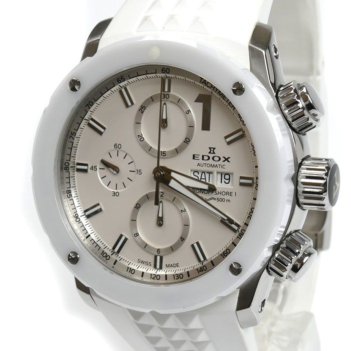 EDOX エドックス クロノオフショア 1 クロノ 腕時計 自動巻き ホワイト 01122 3 BI BIN メンズ