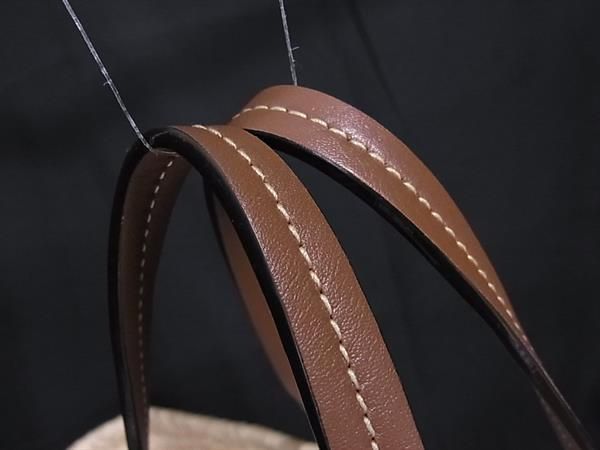 □極美品□ JIMMY CHOO ジミーチュウ MACY ラフィア×レザー トート