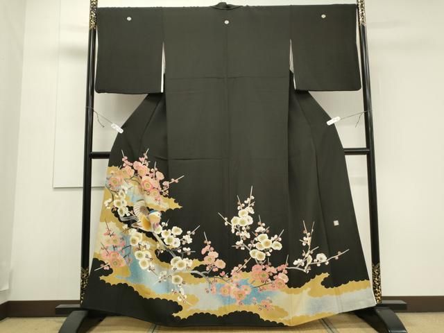 平和屋着物●人間国宝 羽田登喜男 豪華黒留袖 鴛鴦枝花文 正絹 CAAS0074th