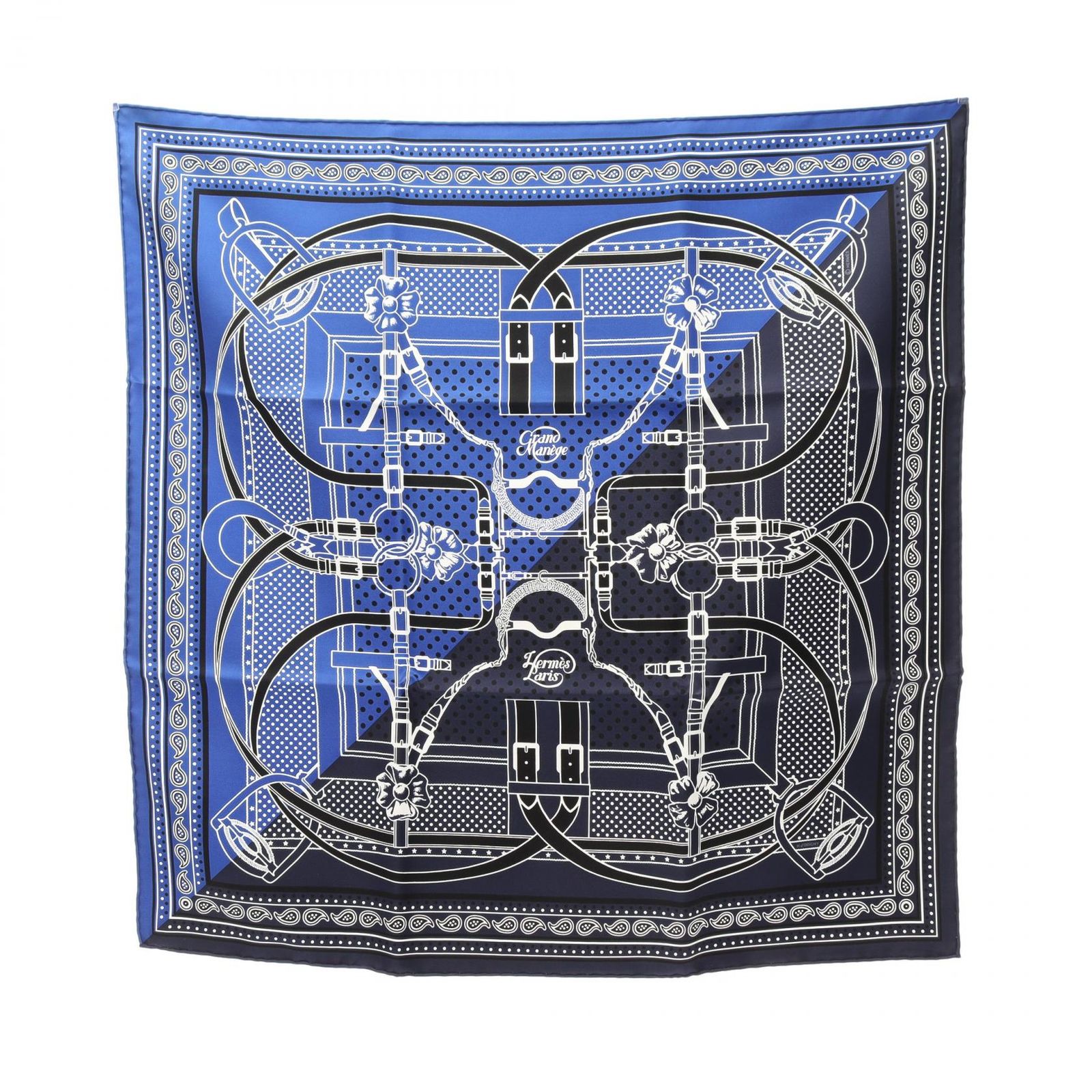 希少✨極美品✨HERMES スカーフ カレ55 Grand Manege エルメス HERMES スカーフ カレ55 GRAND MANEGE CUT ネイビー