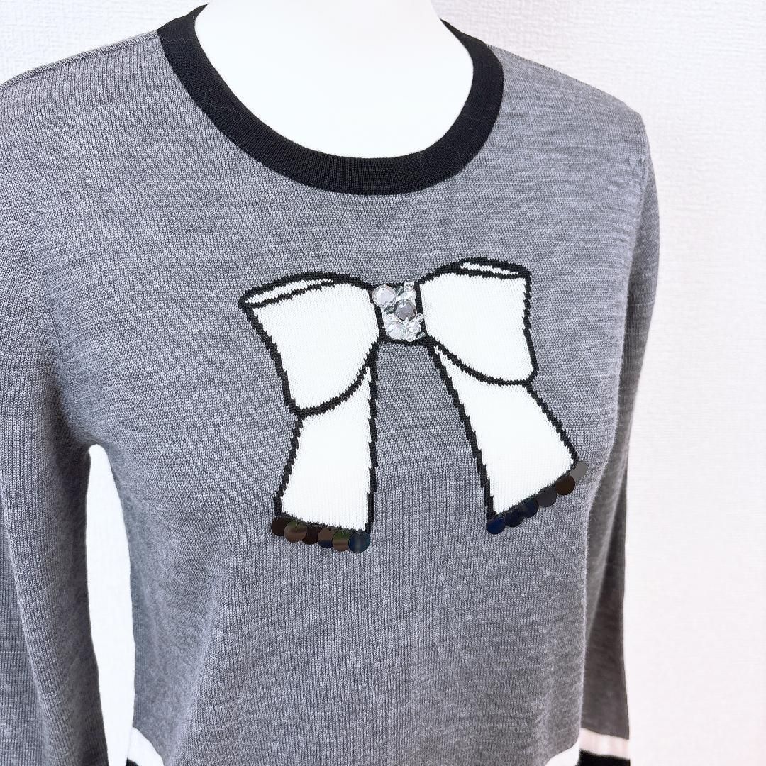 TO BE CHIC ニット 42 グレー リボン柄 WWW_NOITHATQUANGTHANH_NET