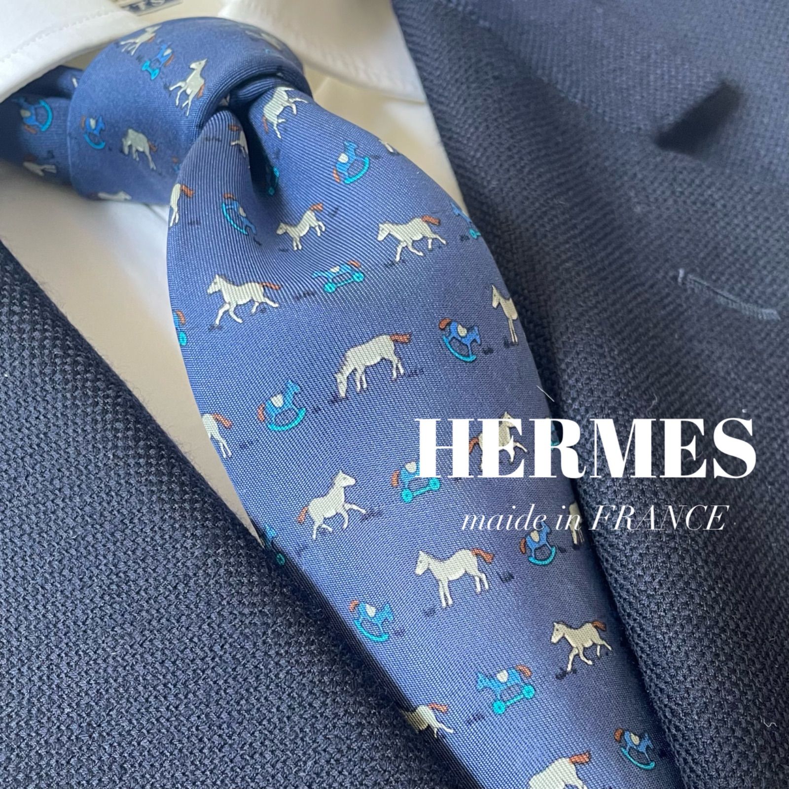 HERMES / シルク ホース柄 馬柄 ネクタイ フランス製 - メルカリ