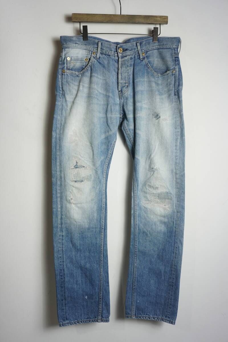 正規 DELUXE CLOTHING デラックス クロージング ROCKER ロッカー デニム パンツ リペア 加工 D4130 インディゴ 青 サイズM 本物 1224O1