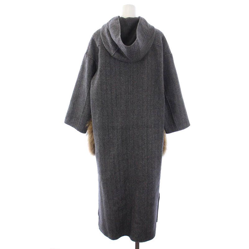 Weekend Max Mara フード付きグレーウールロングコート ガロシェ 