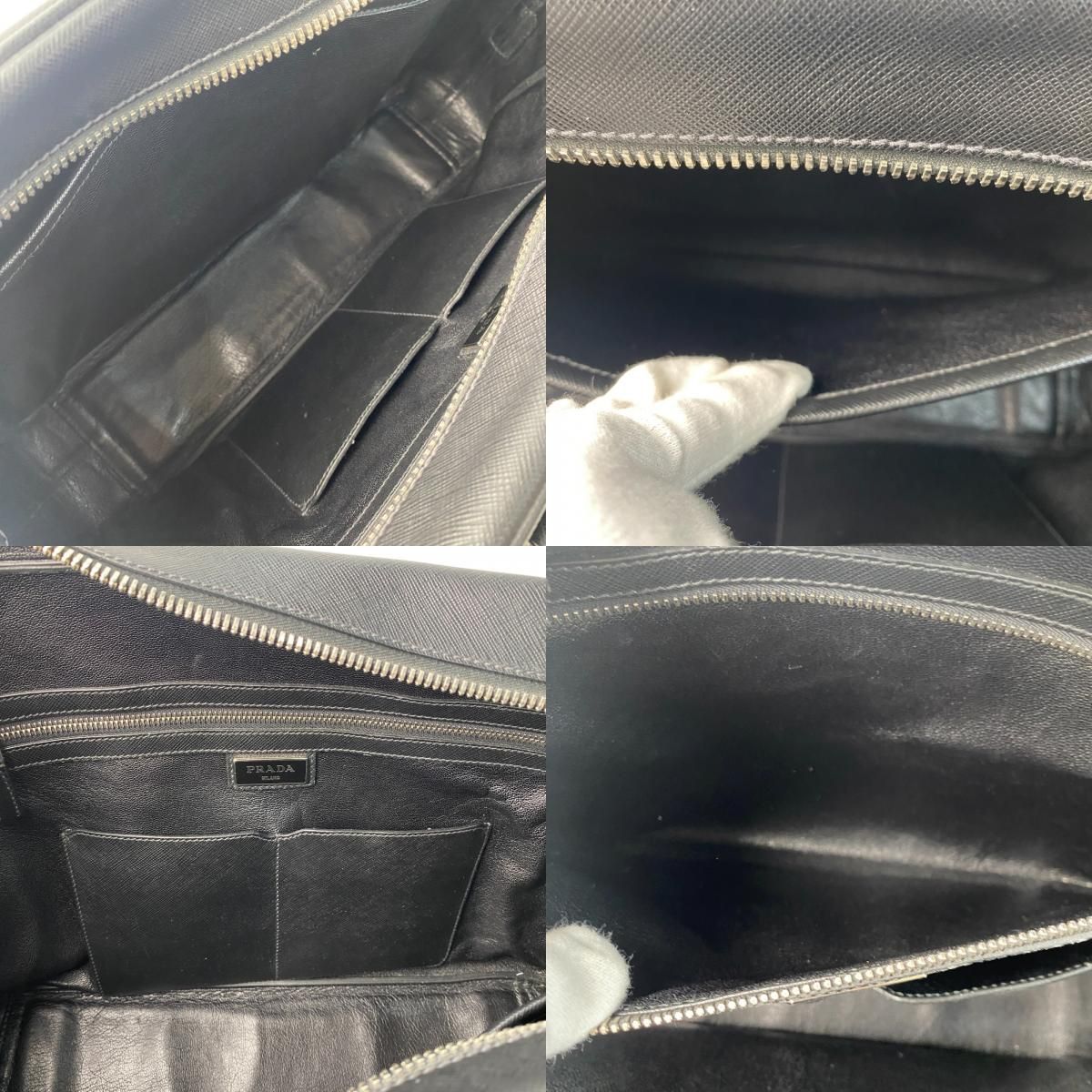 美品 プラダ PRADA メンズ サフィアーノ ビジネスバッグ 三角ロゴ