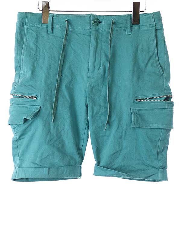 AKM エイケイエム HIGH POWER TWILL STRETCH ZIP CARGO SHORTS ジップカーゴショーツ グリーン M