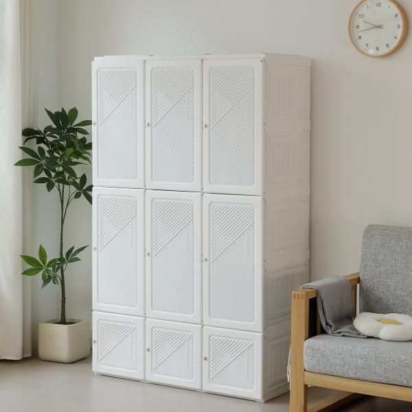 ワードローブ クローゼット 幅104x高さ170cm 折りたたみ式 衣装タンス ハンガーラック付き ワードローブ 折りたたみ式ラック 収納ラック 扉付き 洋服ダンス