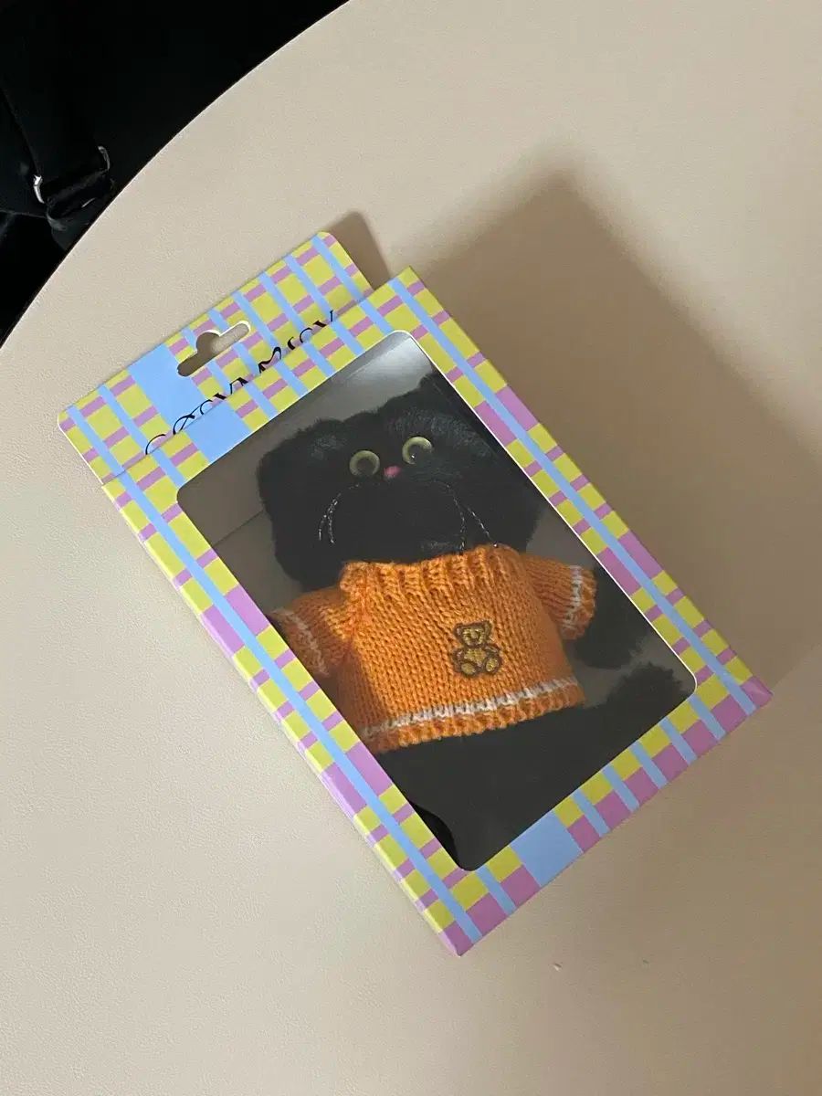 COSYMOSY キャット キーリング ブラック オレンジ ベア ニット 付き 猫キーリング
