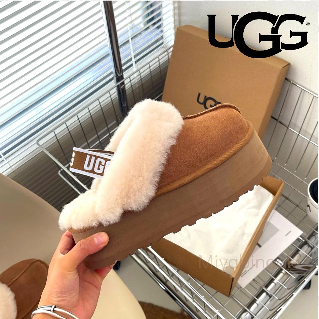 UGG アグ サンダル ファー ファンケット レディース 厚底 FUNKETTE ブラック ブラウン ダークブラウン 1113474 ムートン ファー  サンダル - メルカリ