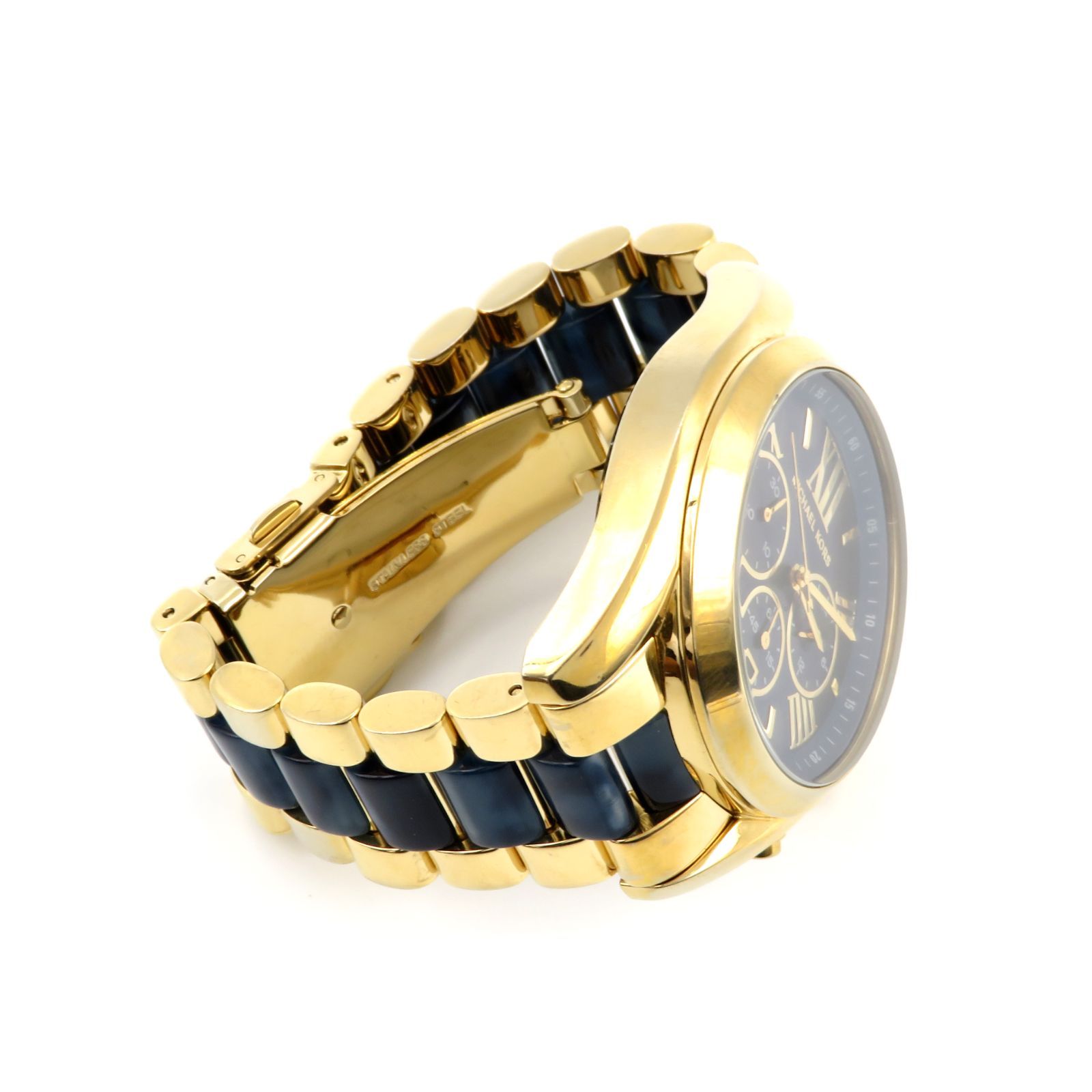 MICHAEL KORS ゴールド クロノグラフ腕時計 MICHAEL KORS マイケルコース MK-6268 腕時計 クロノグラフ 青文字盤