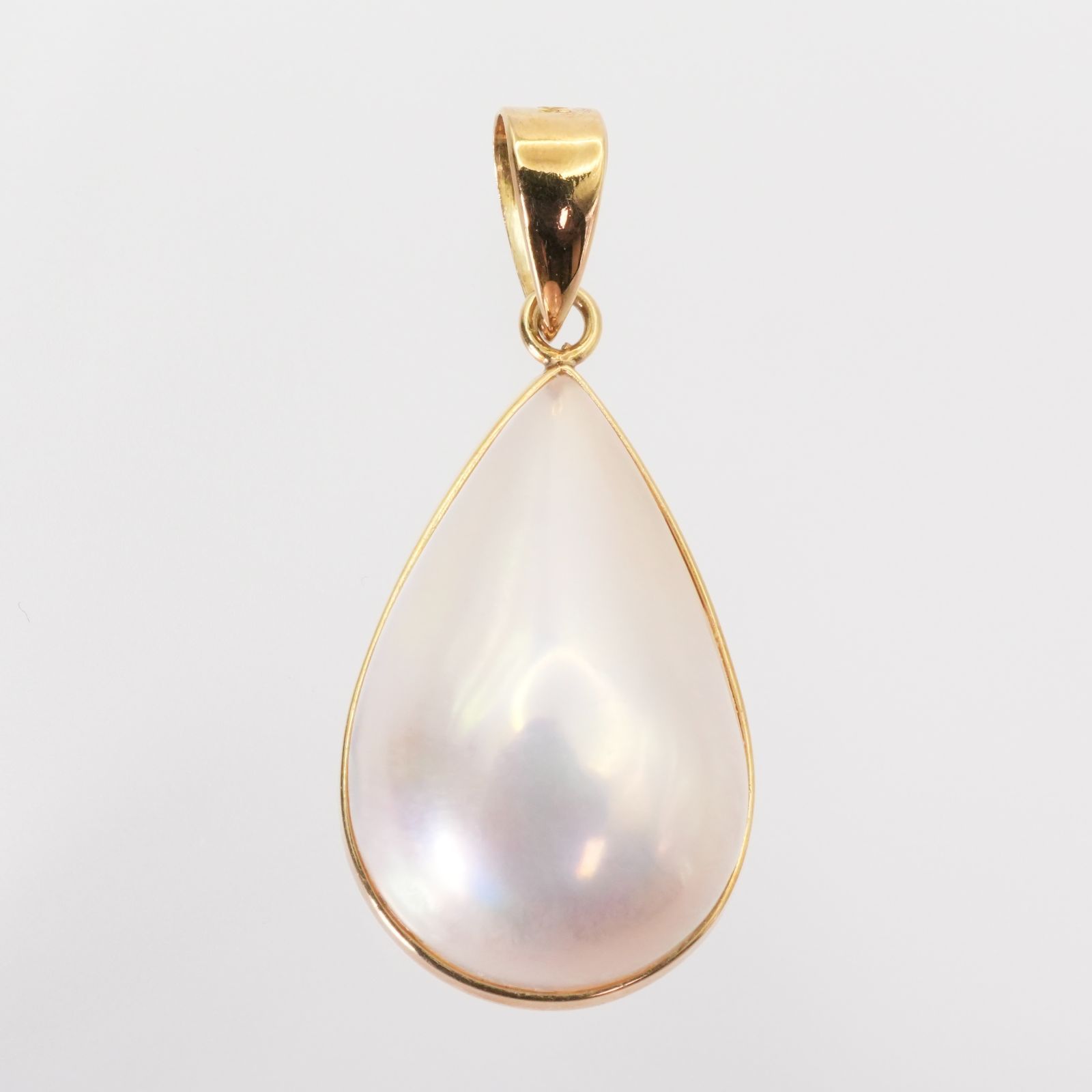 美品 田崎真珠 K18 マベパール ネックレストップ ドロップ/25-1365S