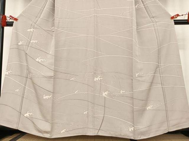 平和屋着物○極上 訪問着 訪問着 友禅 駒刺繍 立波文 金彩 正絹 逸品