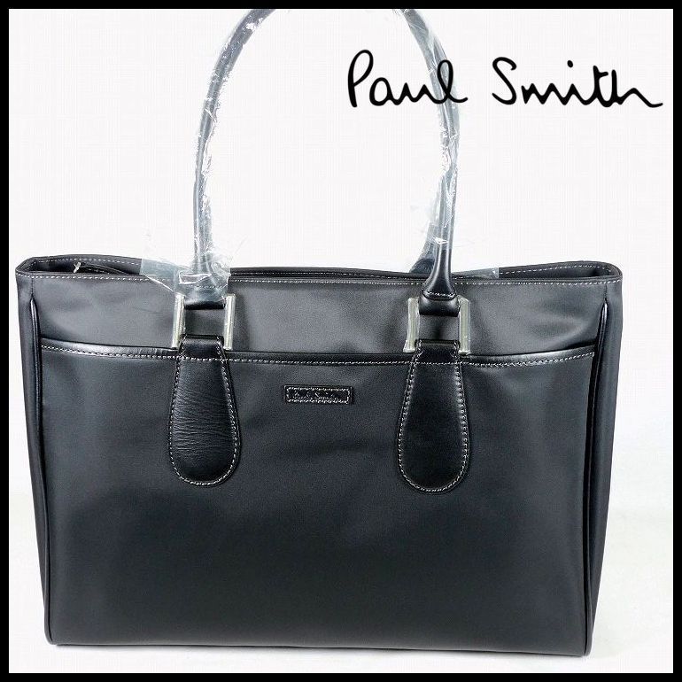 新品 未使用 定価20,900円 ポールスミス 黒 ビジネストートバッグ ナイロンx牛革 肩掛けOK Paul Smith レディース - メルカリ