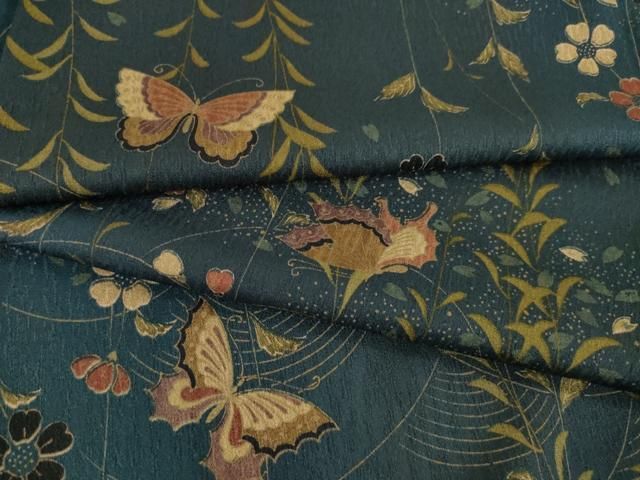 平和屋着物●洗える最 着物 英 はなぶさ謹製 小紋 花蝶文 洗える着物 AABC6130ck