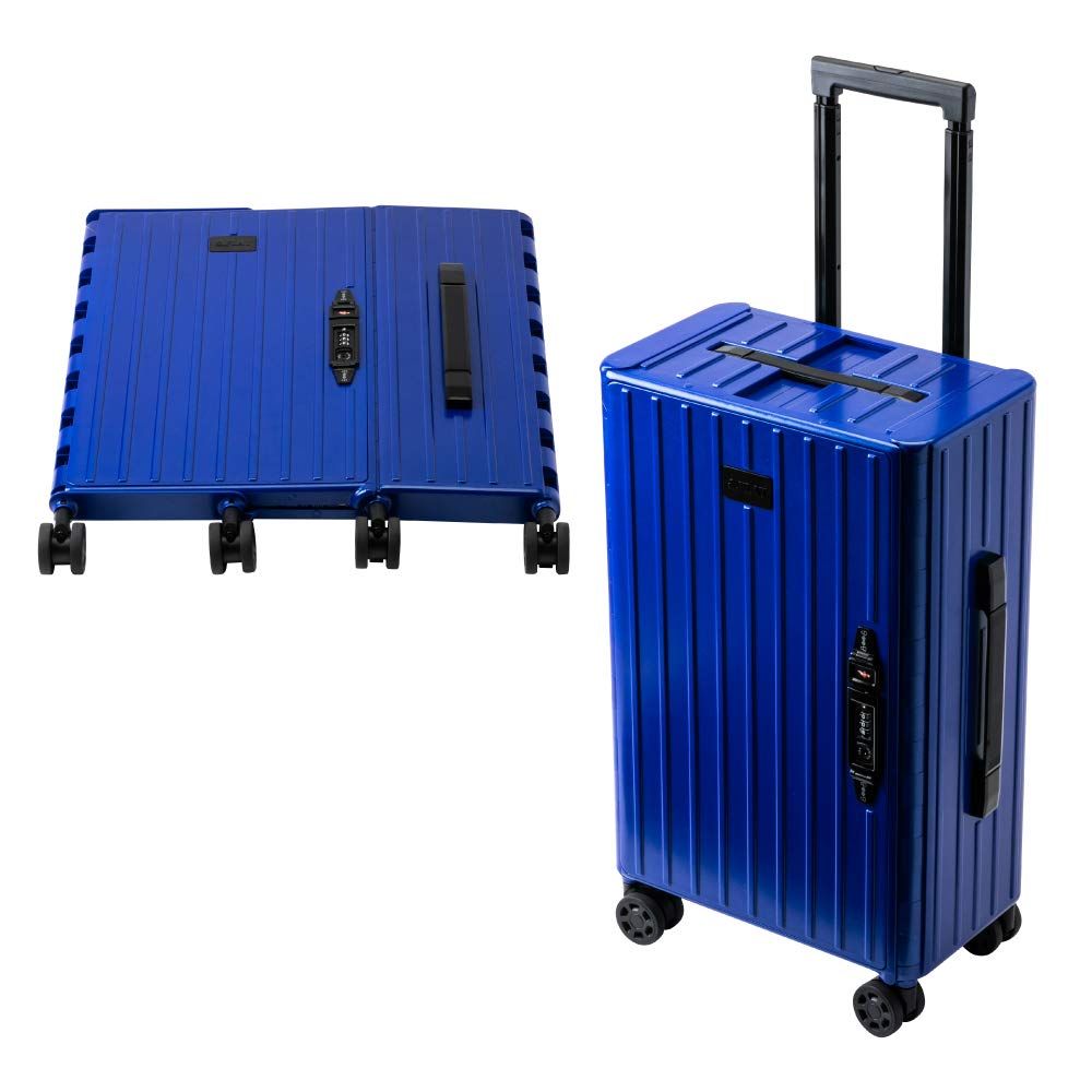 ＆.ＦＬＡＴ 折り畳めるキャリーケース 35L キャリーケース ビジネスキャリー スーツケース 機内持ち込み 耐衝撃 軽量 静音キャスター 海外旅行 TSAロック付き ブルー
