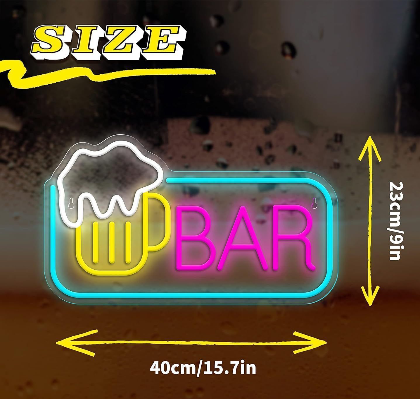 ネオンライト 「BAR」の文字 ビールのイラスト 壁掛け 発光 ネオンライト 「BAR」の文字 ビールのイラスト 壁掛け 発光