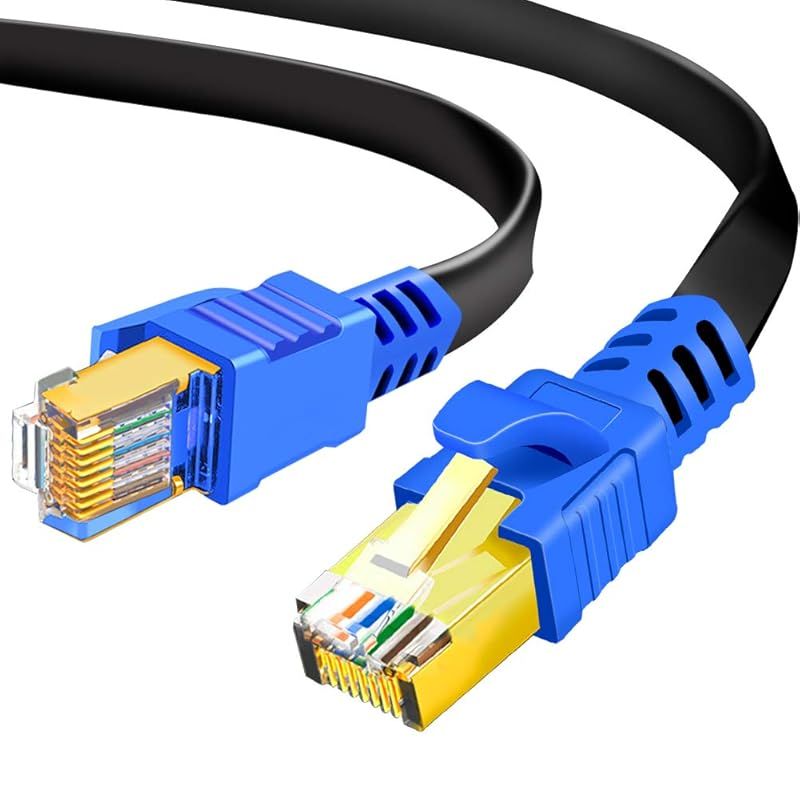 フラットCat8イーサネットケーブル25m、Hanprme 26AWG Cat 8 LANネットワークケーブル40Gbps 2000Mhz高速ギガビットプロフェッショナルプレミアムSFTPインターネットケーブル、Cat7 / Cat5 / Cat5e /  0