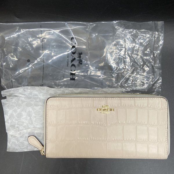 F302 未使用 保管品 COACH コーチ エンボスド クロコ型押しレザー 
