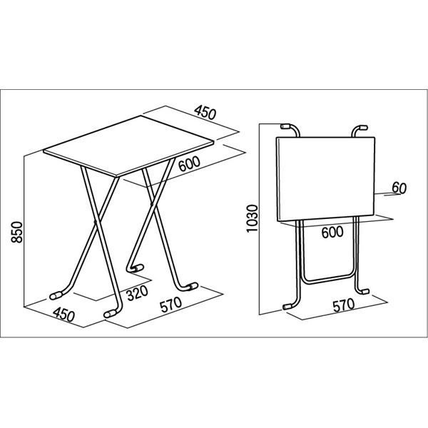 折りたたみハイテーブル 【角型 ナチュラル×シルバー】 幅60cm 日本製