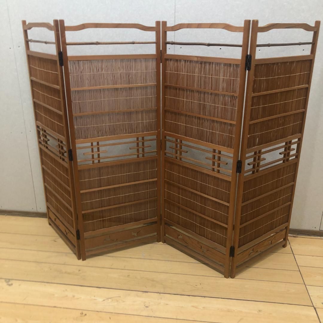 Amazon.co.jp: 昭和レトロ 和モダン 木製 4連 パーテーション