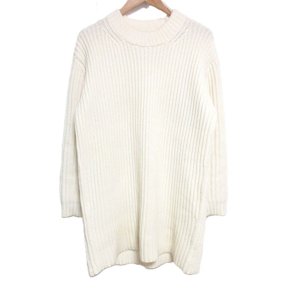 24AW Theory セオリー LANA CASH CHUNKY RIB DRESS ウールカシミヤ 長袖 ニット ワンピース S ホワイト レディース 古着