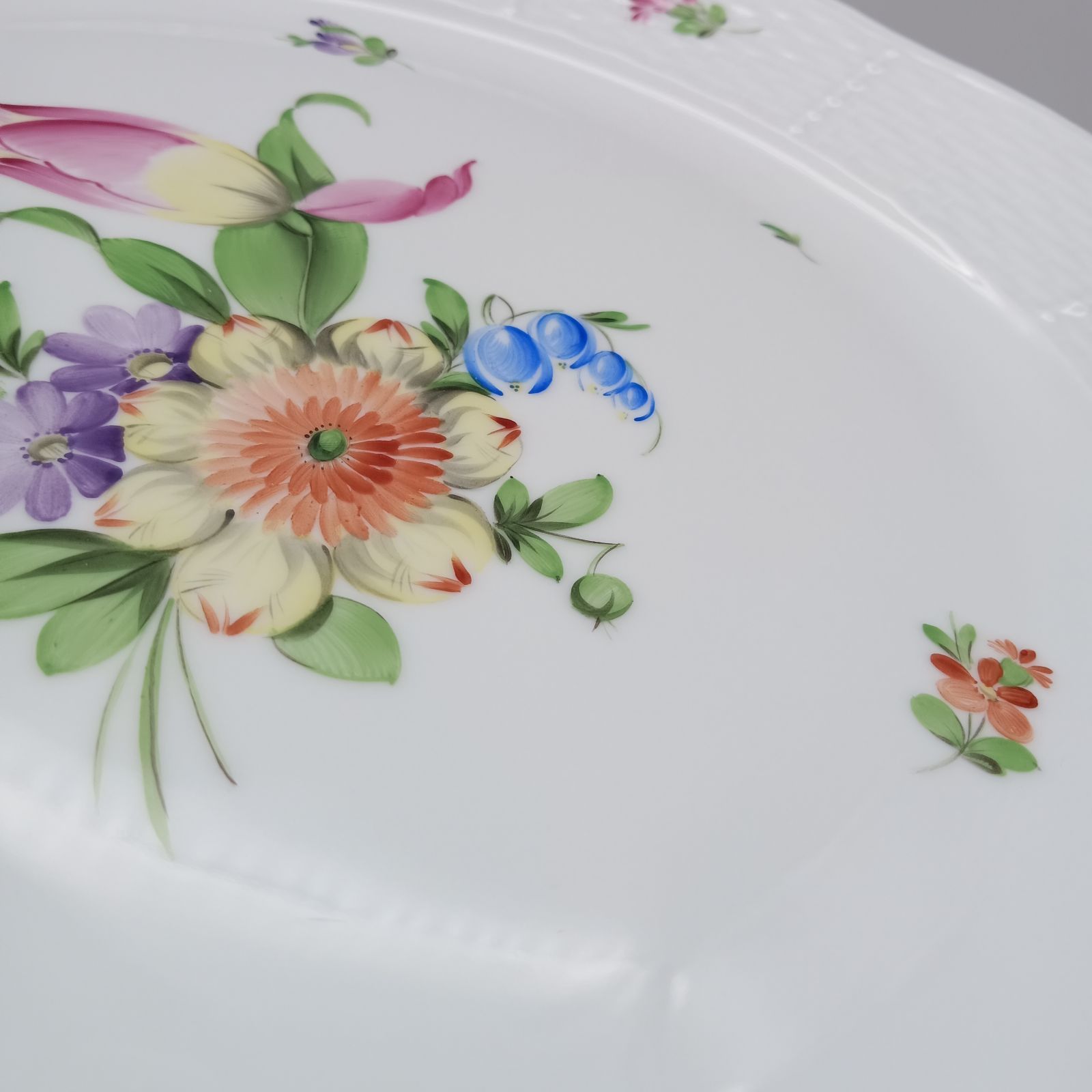 ヘレンドパーティープレートチューリップの花束レトロオーバル型大皿美品