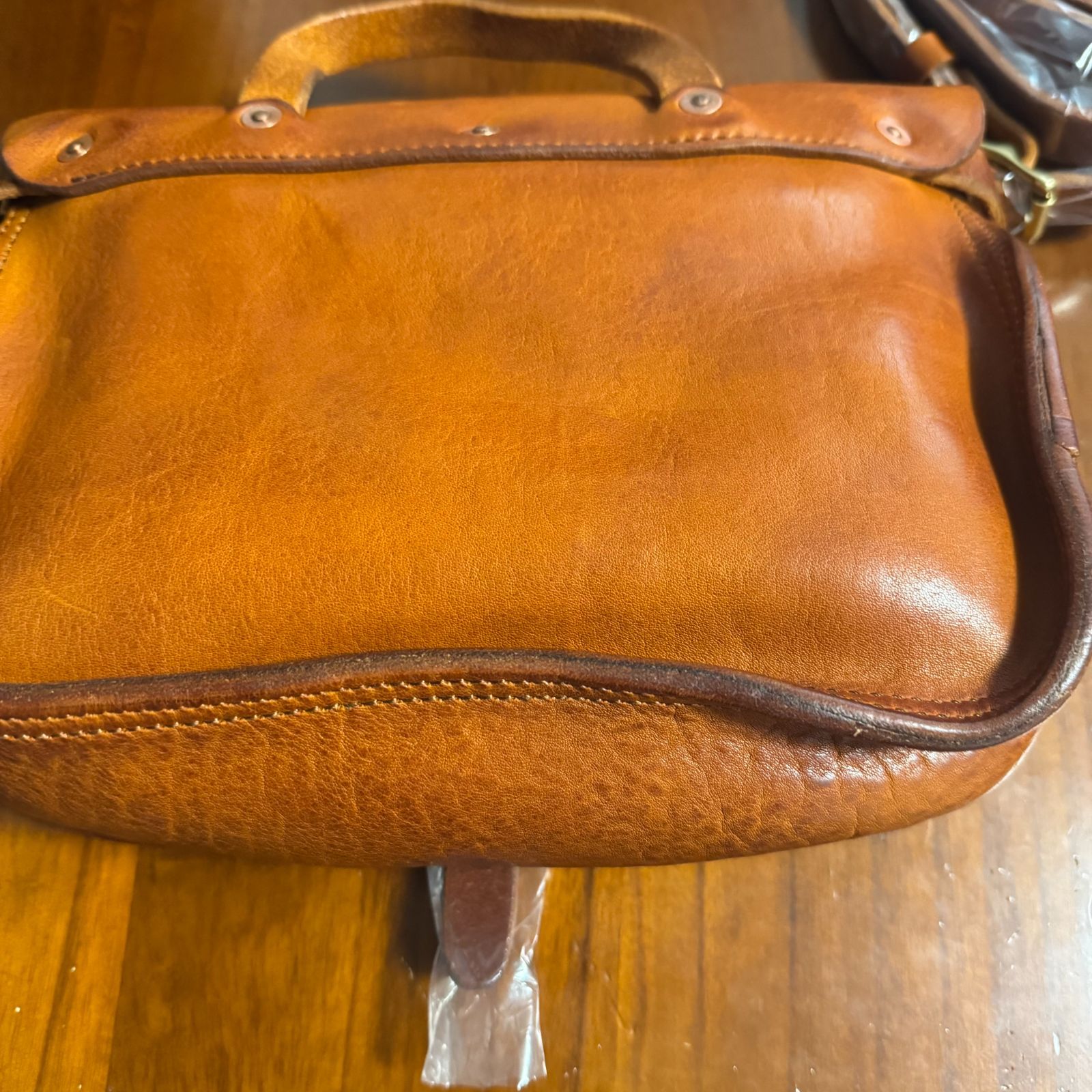 最終価格‼️RRLのメッセンジャーバッグ ダブルアールエル) RRL 本藍染め ブラックインディゴ レザー