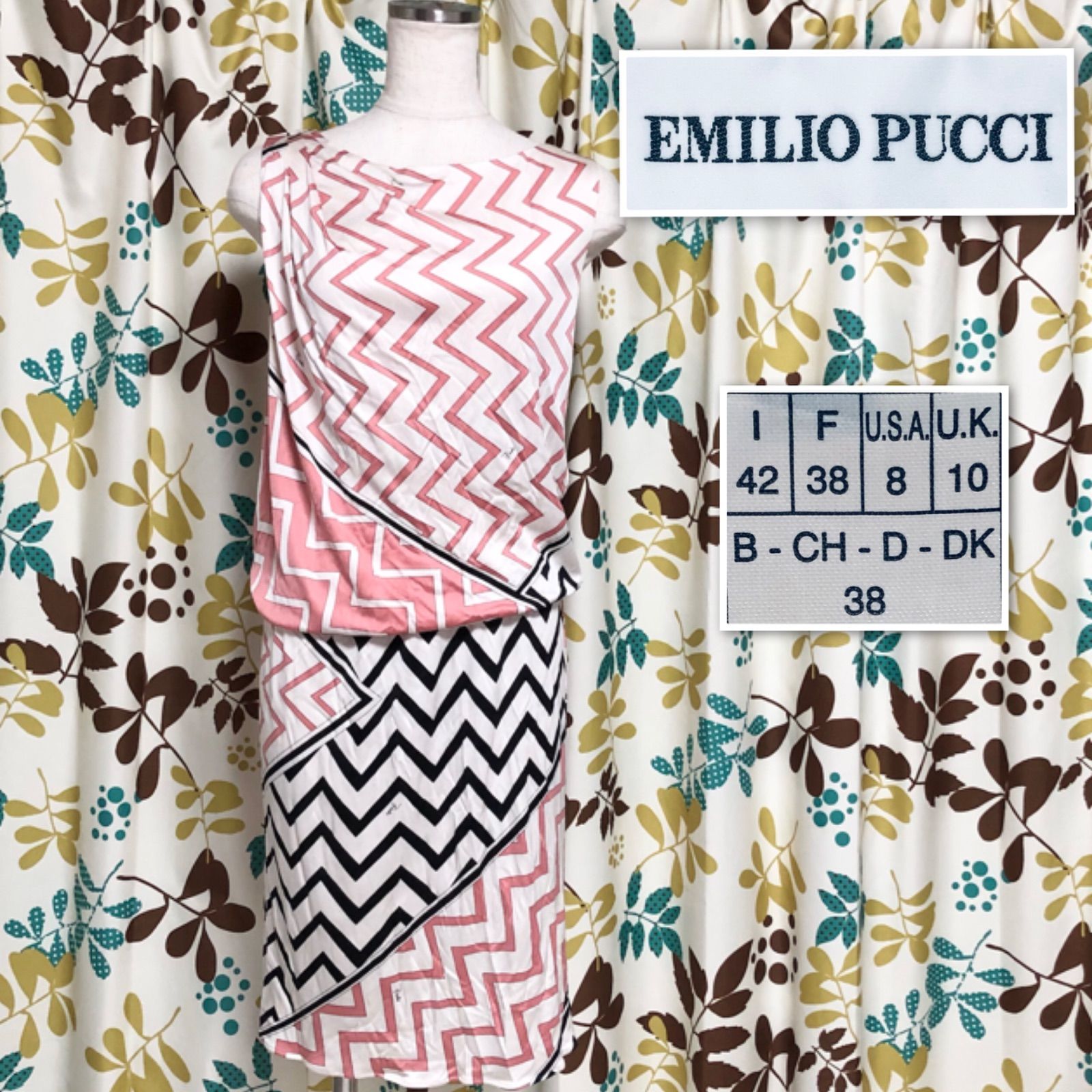 □美品□EMILIO PUCCI エミリオプッチ ノースリーブひざ丈ワンピース 