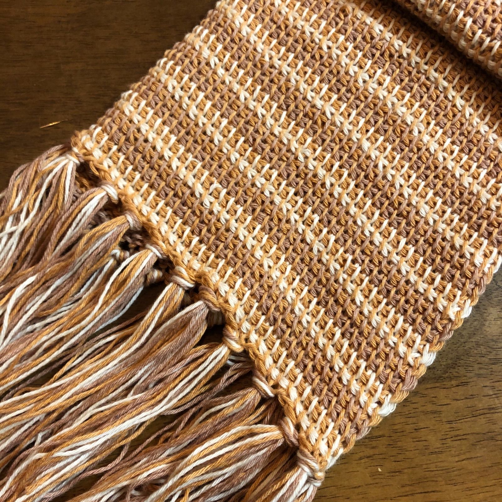 アフガン編みのマフラー・3色