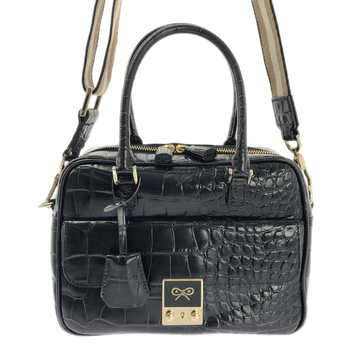 ANYA HINDMARCH カーカー　スモール　ブラック・クロコ ANYA HINDMARCH / アニヤハインドマーチ | カーカー ミニ 2Way