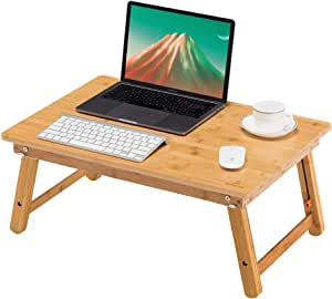 65*45cm ノートパソコンデスク PCスタンド 傷付きにくい 竹製 ベッド