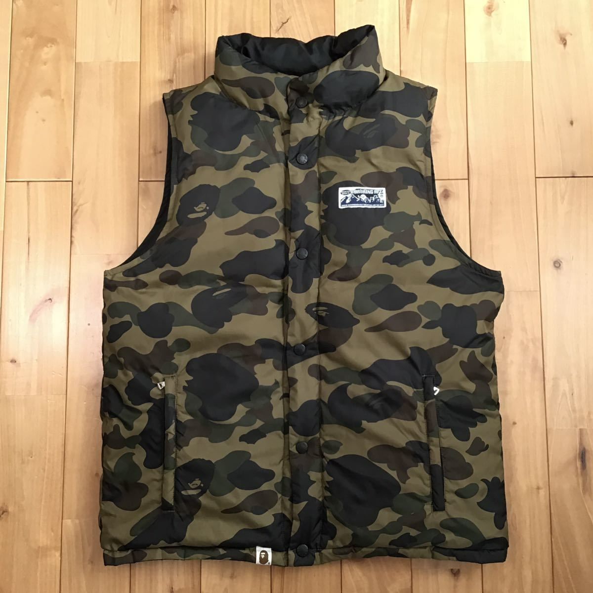 ☆リバーシブル☆ ダウンベスト 1st camo green × black Lサイズ a 