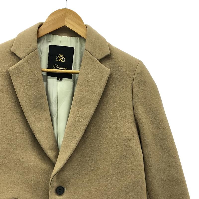 【美品】Drawer ドゥロワー ナポレオンジャケット コート 36 黒 Drawer（ドゥロワー）の「Drawer ウールケヌキレザーポケットコート