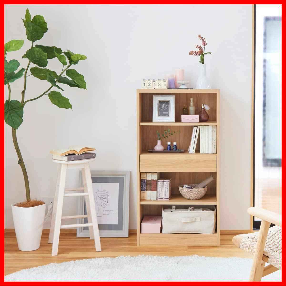 白井産業 オープンラック 幅74.4cm 5段 モンシェリーヌ 白家具 木製