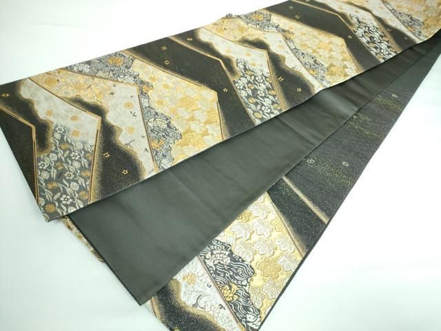 平和屋本店□極上 西陣の名門 加納幸謹製 六通柄袋帯 唐織 吉祥花文 金