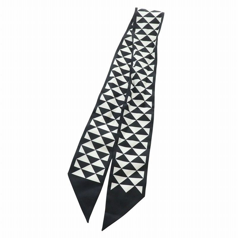 PRADA プラダ ツイル スカーフ ブラック×ホワイト PRADA】プラダ トライアングル プリント ツイル スカーフ (PRADA