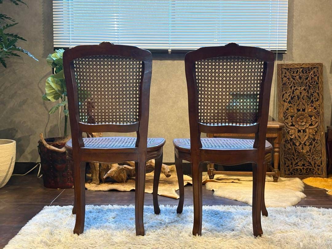 フレンチアンティーク 猫脚 クラシック ラタンシートチェア