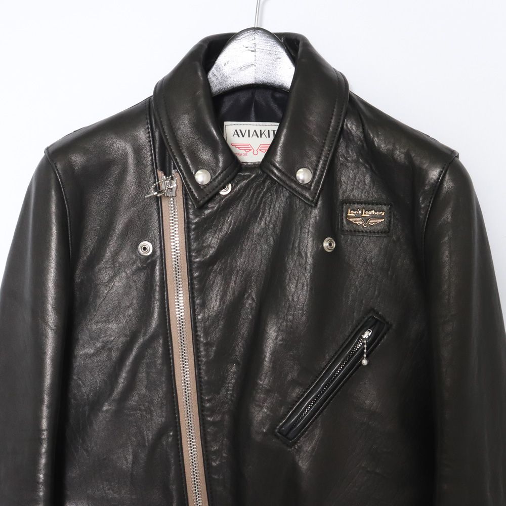 ルイスレザー ブラック ダブルライダースジャケット サイクロン36